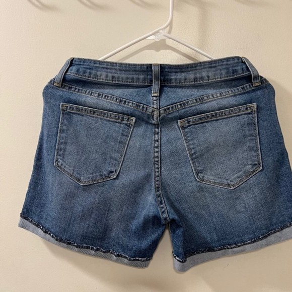 Just Black Womens Blue Mid Rise Cotton Blend Cuffed Denim Jean Shorts Size 26 - Picture 4 of 10